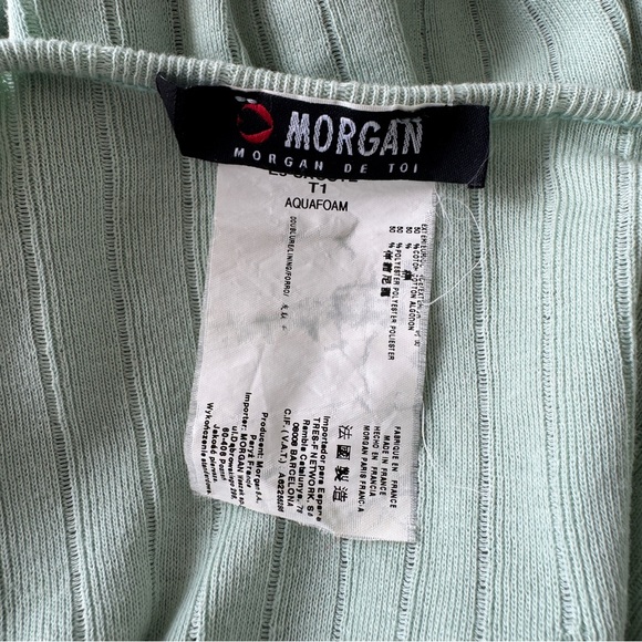 ⚠️❌SOLD❌⚠️Morgan De Toi Y2K Mint Green Lace Trim Ribbed Knit Top T1 (Fits S–L) - Picture 10 of 12